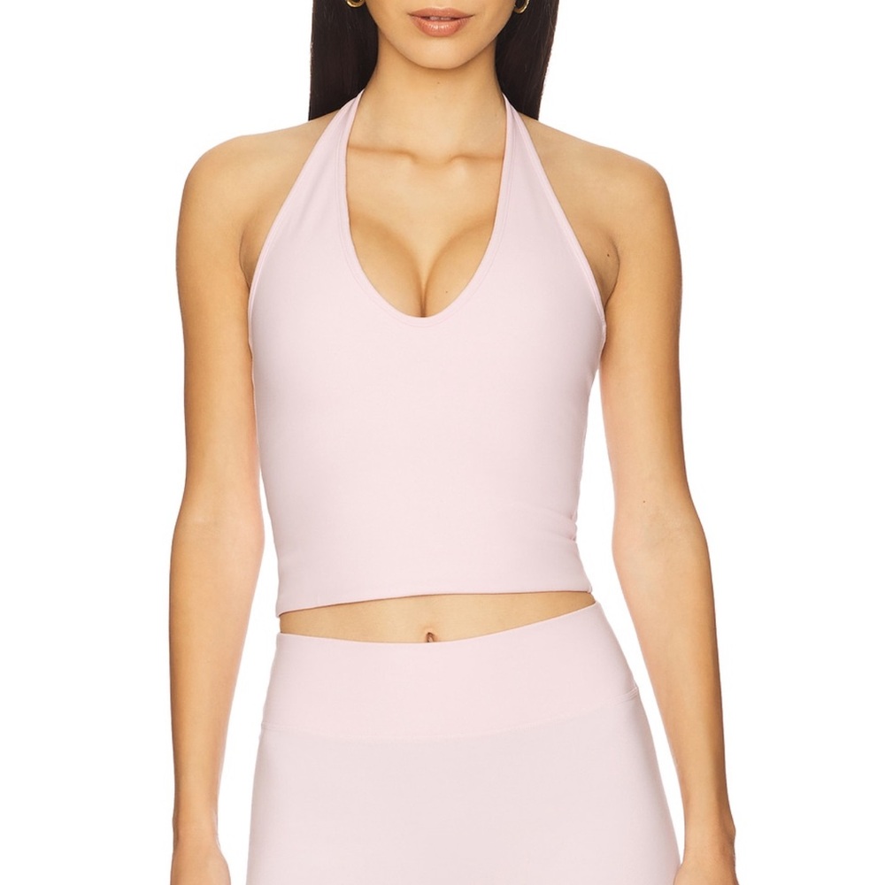 437 powder Pink Halter Top